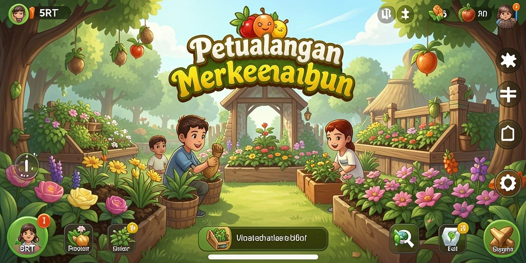 Screenshot gameplay dengan petualangan berkebun di 5RT.