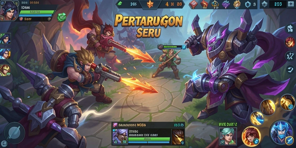 Gameplay seru ID66 dengan aksi MOBA yang mendebarkan.