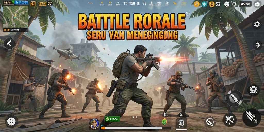Screenshot MPO555 menunjukkan aksi seru dalam pertempuran Battle Royale.