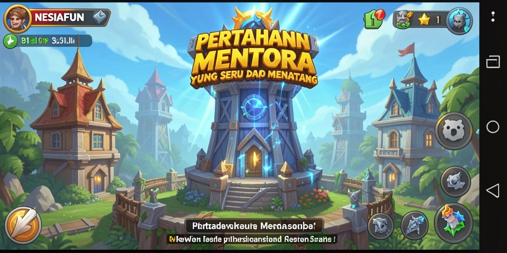 Screenshot yang menunjukkan aksi intens dalam gameplay Tower Defense.