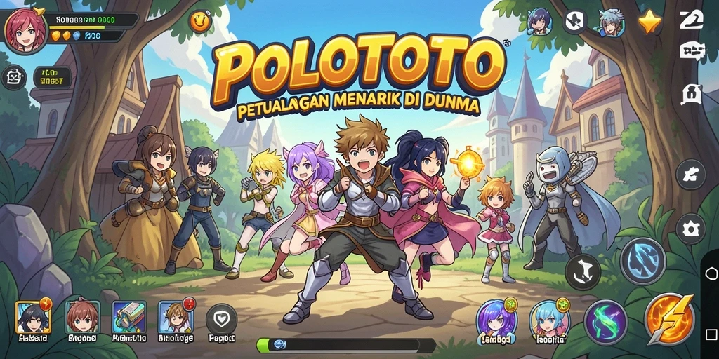 Tampilan gameplay POLOTOTO yang menampilkan aksi seru dan karakter-karakter Anime.