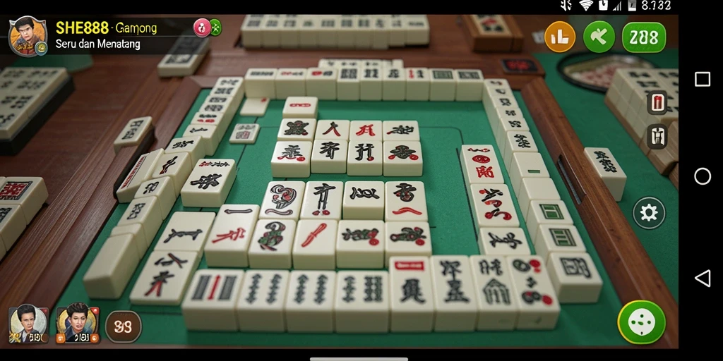 Screenshot gameplay SHE888 menampilkan momen seru bermain Mahjong.