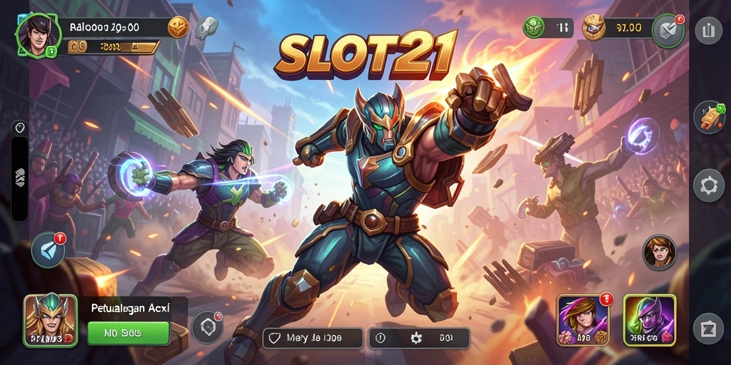 Screenshot yang menampilkan aksi intens dari game SLOT21.
