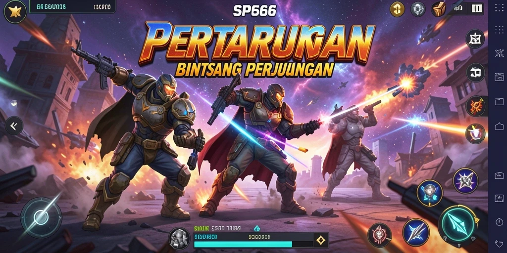 Tampilan intens dari pertarungan seru di SP666 dengan efek visual yang memukau.
