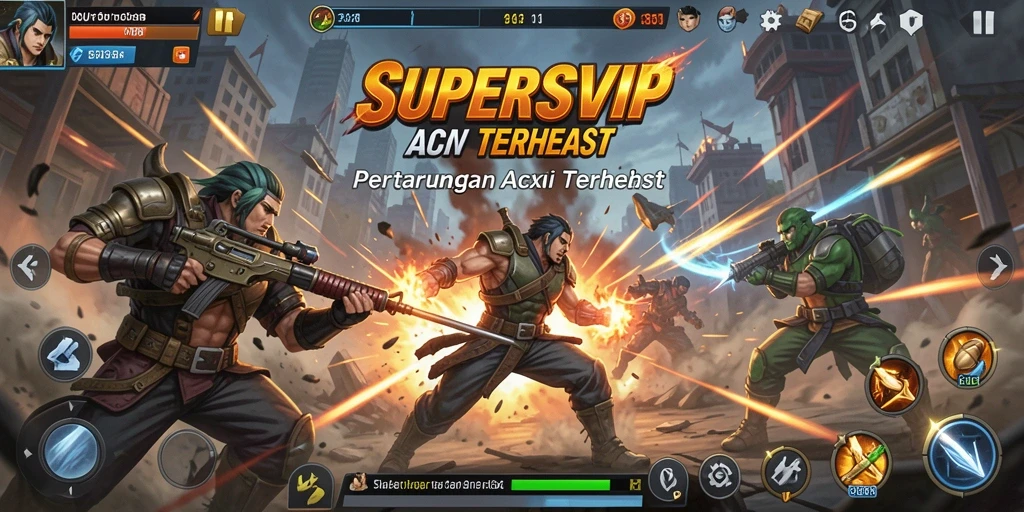 Tampilan gameplay SUPERSVIP yang mendebarkan dan penuh aksi pertarungan.