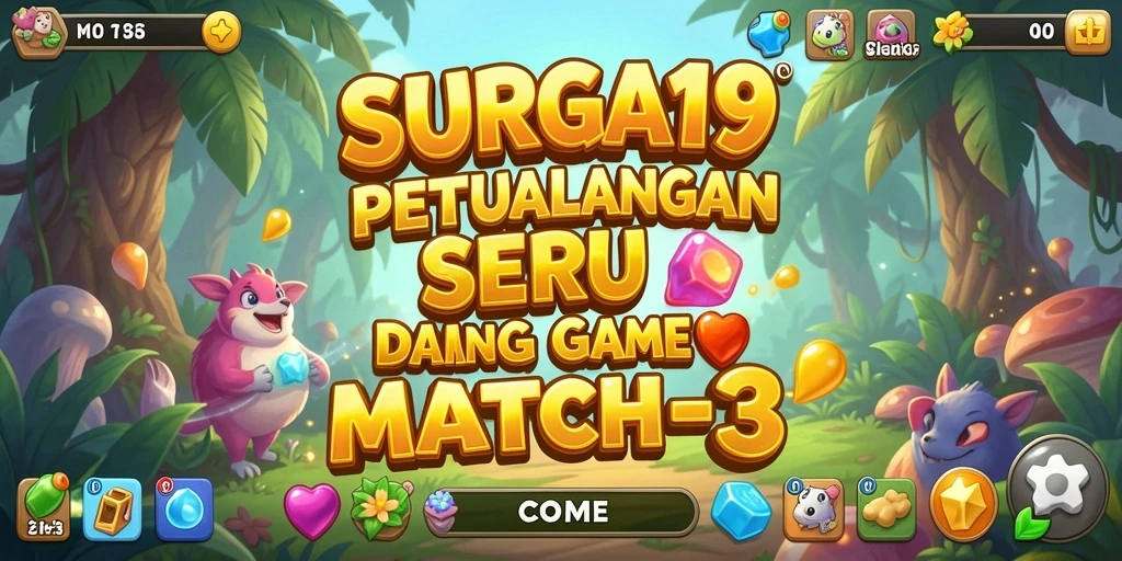 Screenshot menampilkan gameplay seru dalam <strong>SURGA19</strong> dengan permata warna-warni.