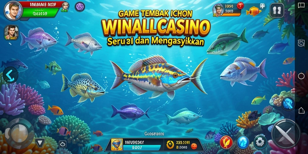 Tampilan menarik dari gameplay Tembak Ikan dalam WINALLCASINO.